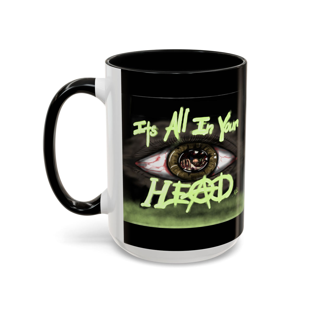 Edgy Accent Coffee Mug - Unique Gift for Artists, Home Decor, Halloween, Motivational Drinkware, Gothic Style, Mindful Daily Use