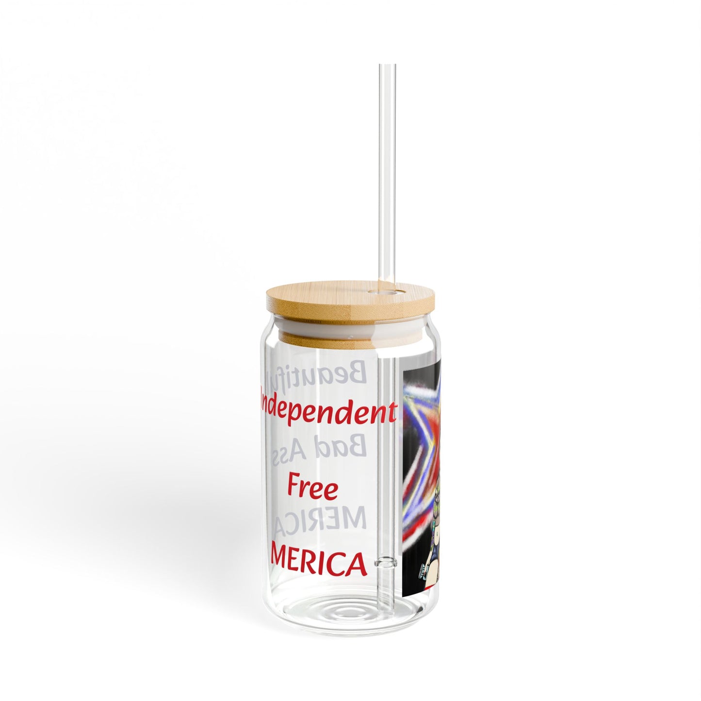 Vibrant Sipper Glass For Fourth of July, Art Glass, Fashion Glass, Trendy Glass, For Holiday
