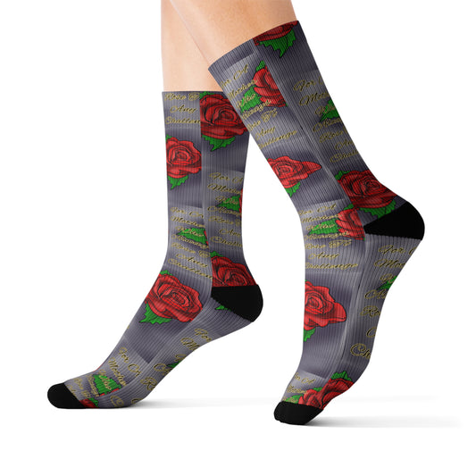 Rose Pattern Sublimation Socks | Cute Gift for Flower Lovers, Unique Fashion Accessory, Cozy Home Wear, Perfect for Birthdays, Floral Design