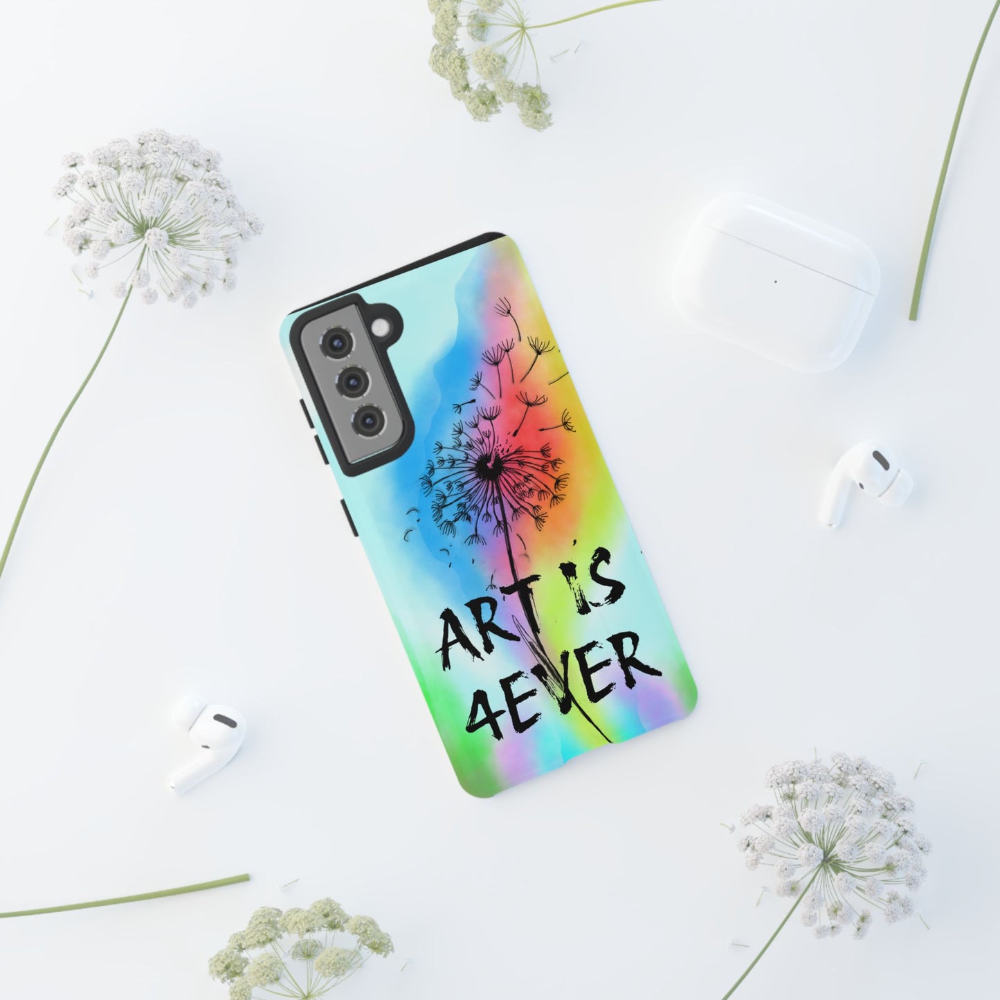 Artistic Phone Case, Vibrant Dandelion Design, Gift for Artists, Colorful Accessory for Creative Souls, Unique Tech Gift