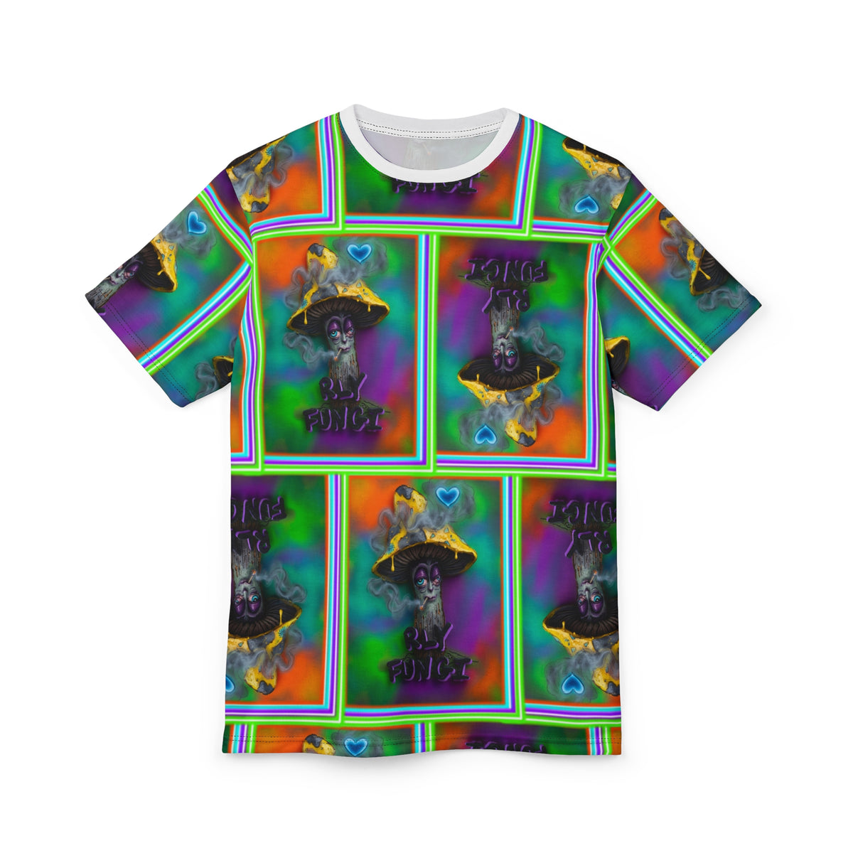 Psychedelic Mushroom Art Tee — 'Rly Fungi' All-Over Print