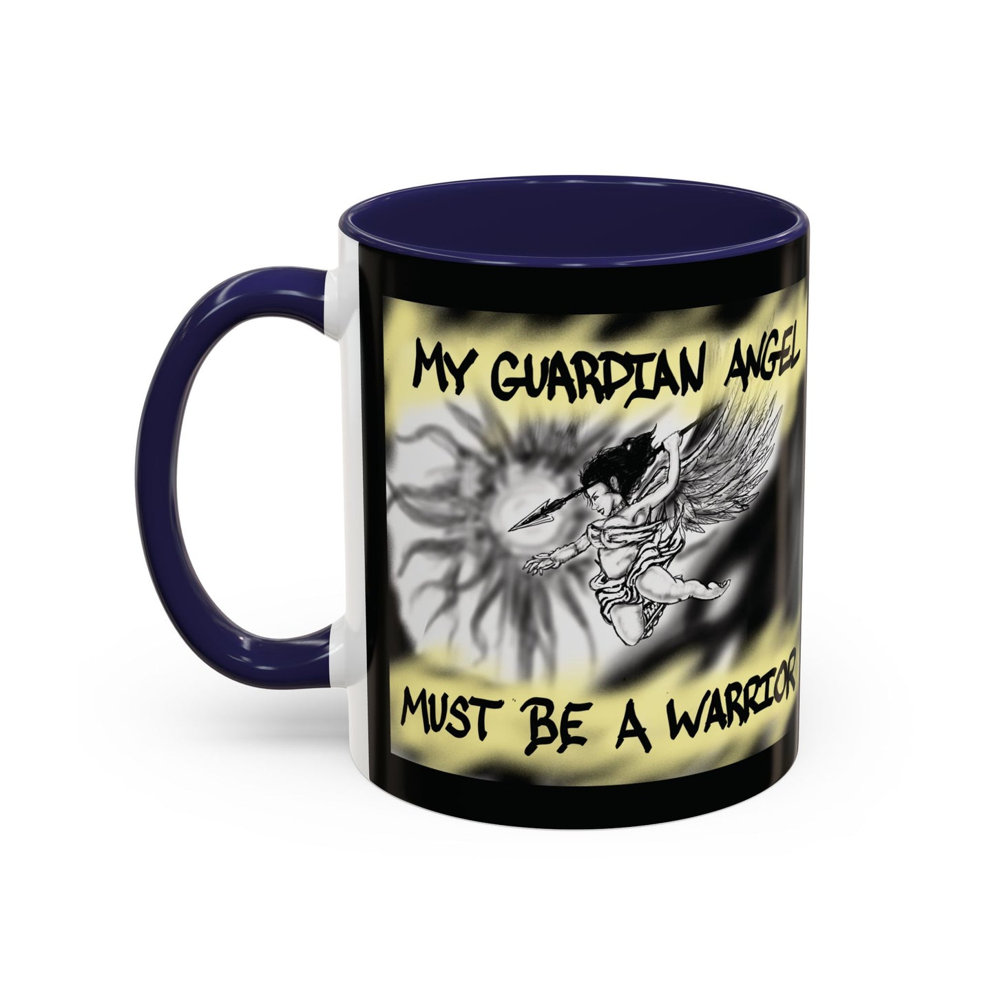 Guardian Angel Warrior Coffee Mug, Spiritual Gift, Protector Mug, Angel Decor, Cosy Homeware, Inspirational Quote