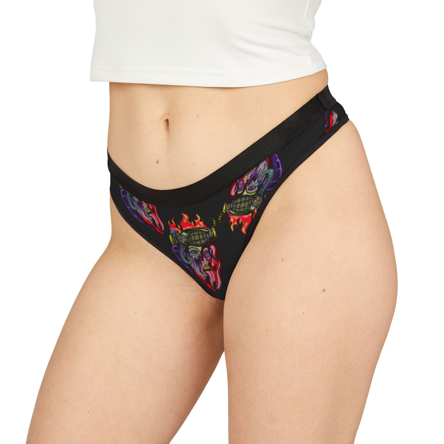 Colorful Skull Women's Thongs | Edgy Underwear with Vibrant Print