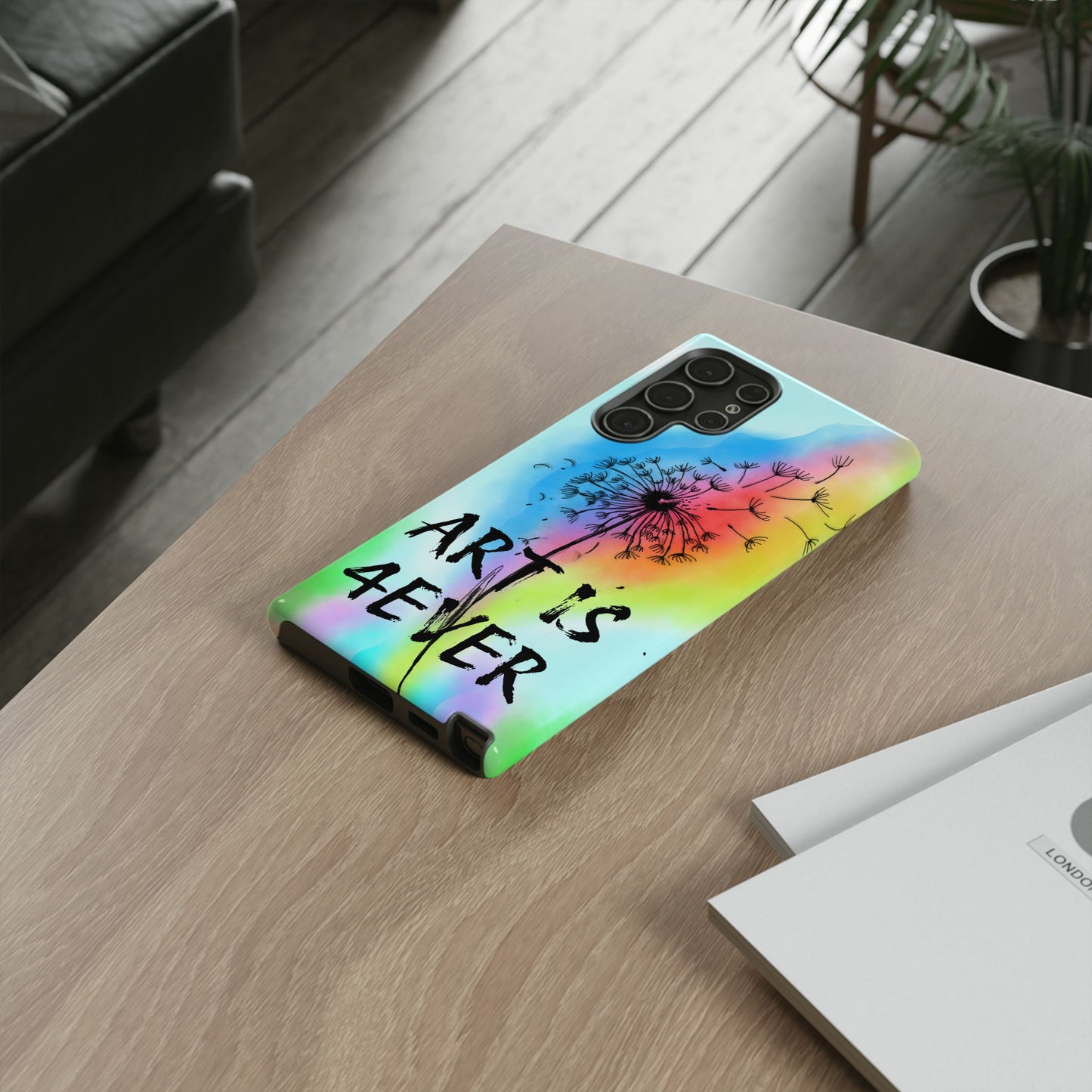 Artistic Phone Case, Vibrant Dandelion Design, Gift for Artists, Colorful Accessory for Creative Souls, Unique Tech Gift