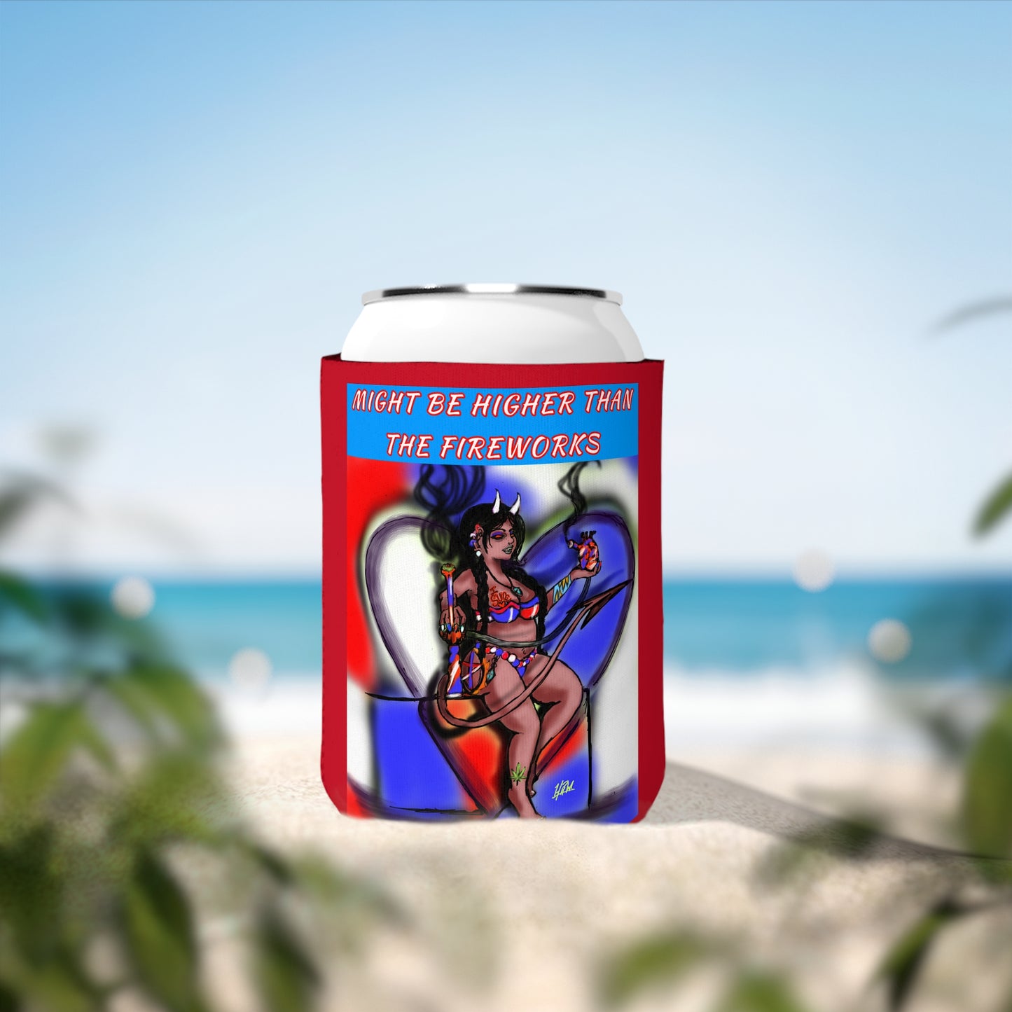 Summer Vibes Can Cooler Sleeve, Fun Beverage Holder, Party Favor, Fourth of July Gift, BBQ Essential, Festival Fun