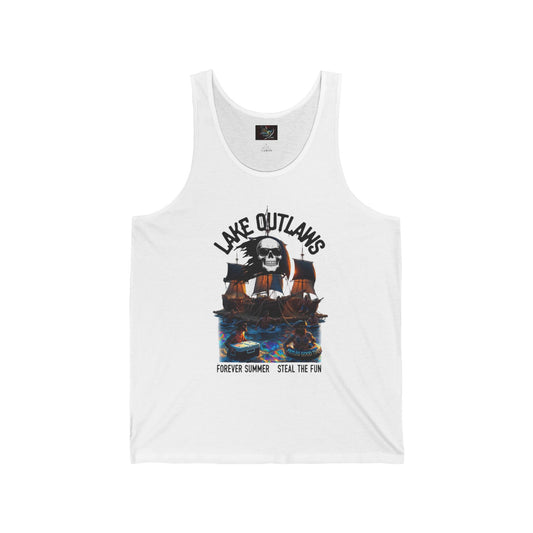 Lake Outlaws Skull & Boat Tank Top — "Forever Summer, Steal the Fun" Graphic Tank
