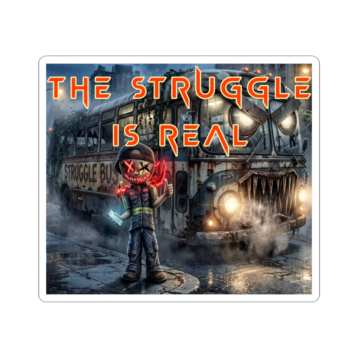 The Struggle Is Real kiss-cut sticker — white finish, 3″ × 3″