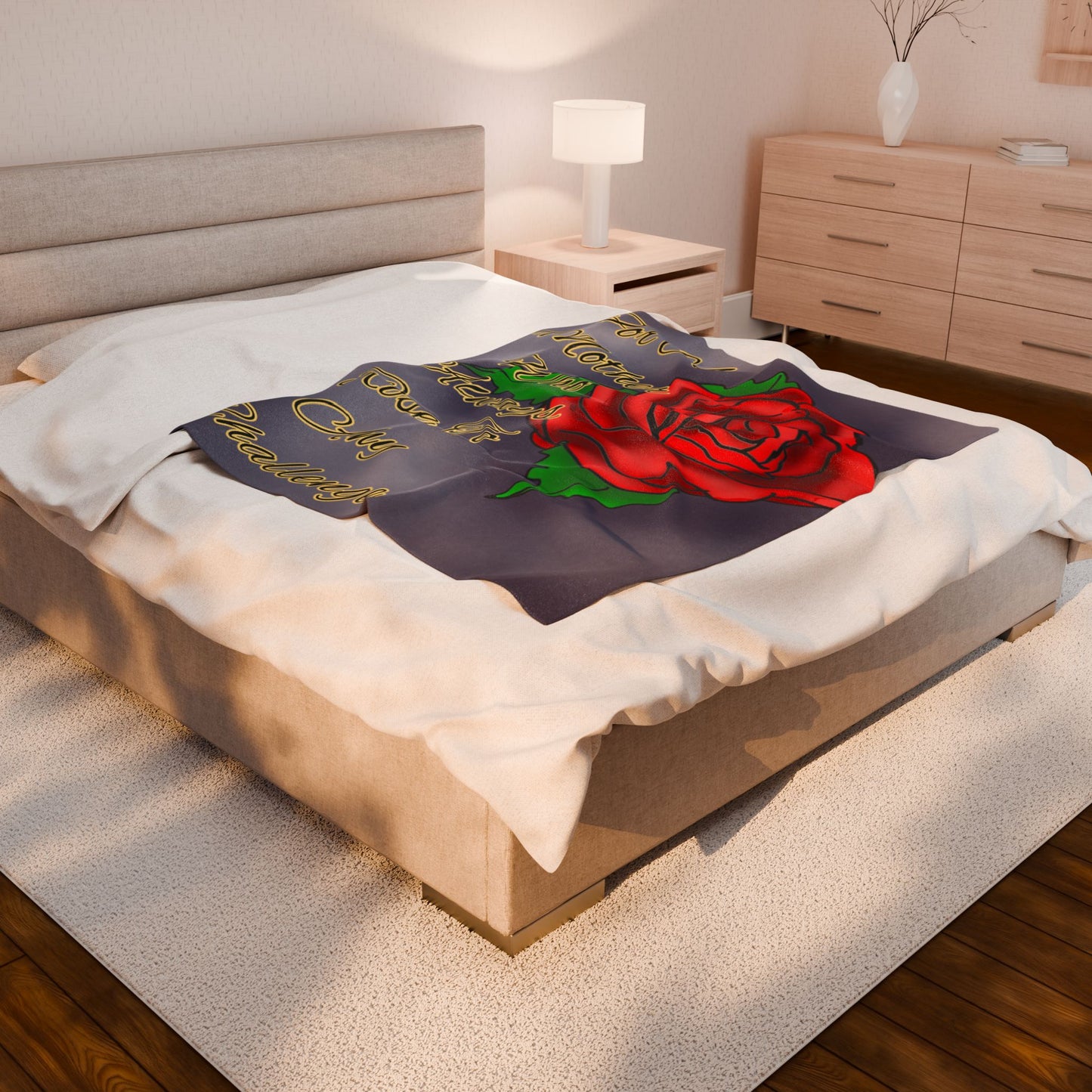 Inspirational Mother's Day Velveteen Plush Blanket - "For A Mother Who Always Rose To Any Challenge"
