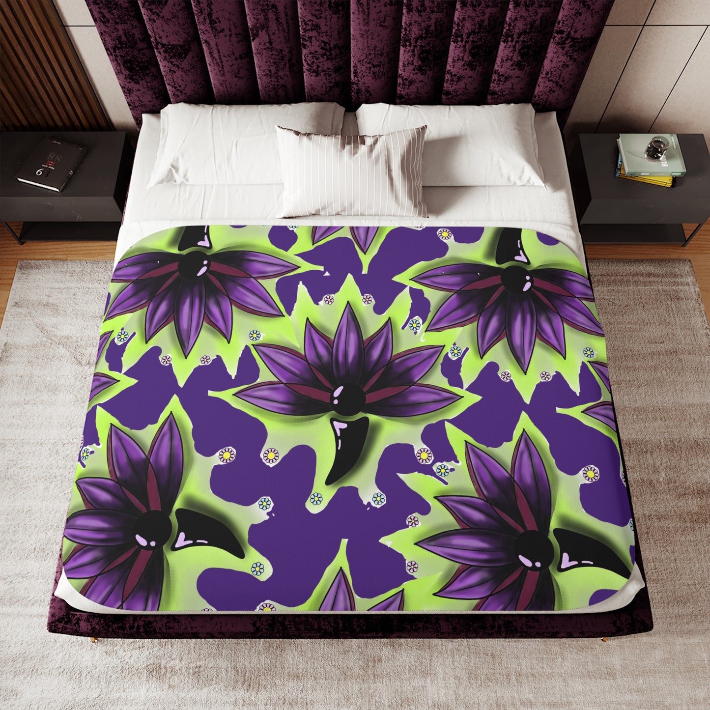 Cozy Sherpa Blanket - Lotus With SemicolonDesign for Home Decor