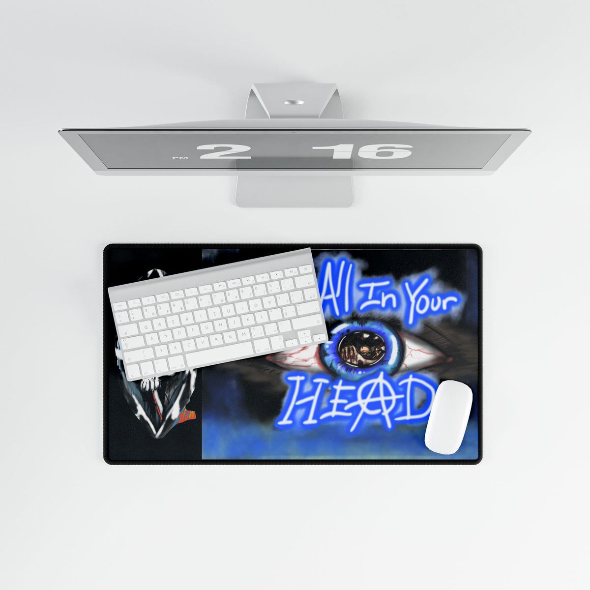 Artistic Desk Mat - 'It's All In Your HEAD' Motif, Office Decor, Gamer Desk Accessory, Unique Gift, Workspace Essentials