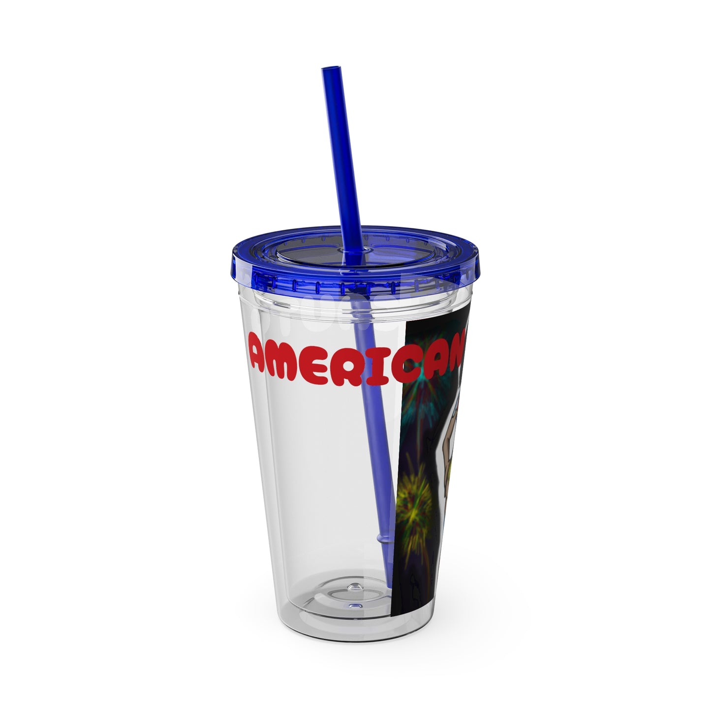 American Beauty Sunsplash Tumbler Accessory for Seasonal Celebrations, 4th of July Drinkware, Summer Parties, Unique Gift Idea, Reusable Straw Mug