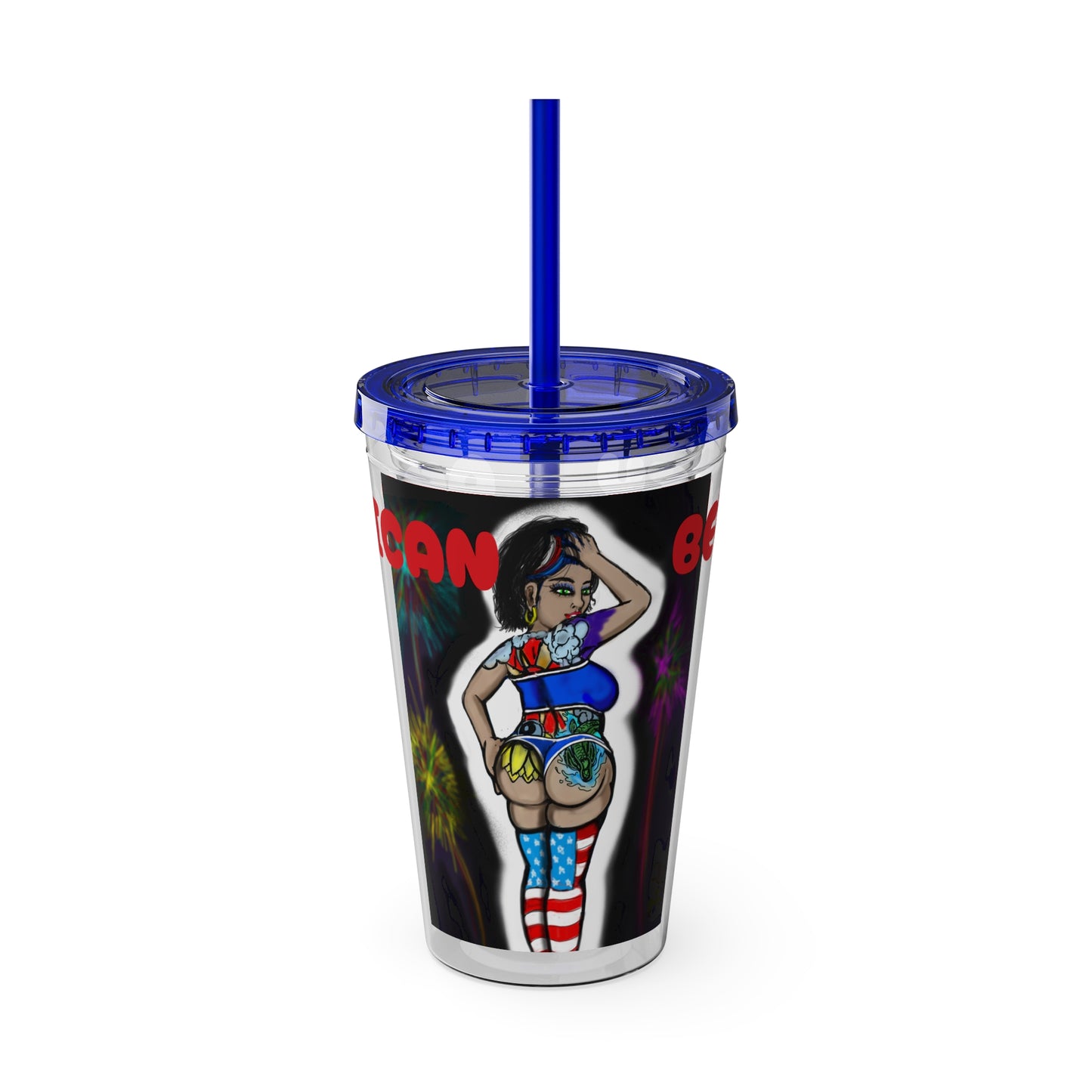American Beauty Sunsplash Tumbler Accessory for Seasonal Celebrations, 4th of July Drinkware, Summer Parties, Unique Gift Idea, Reusable Straw Mug