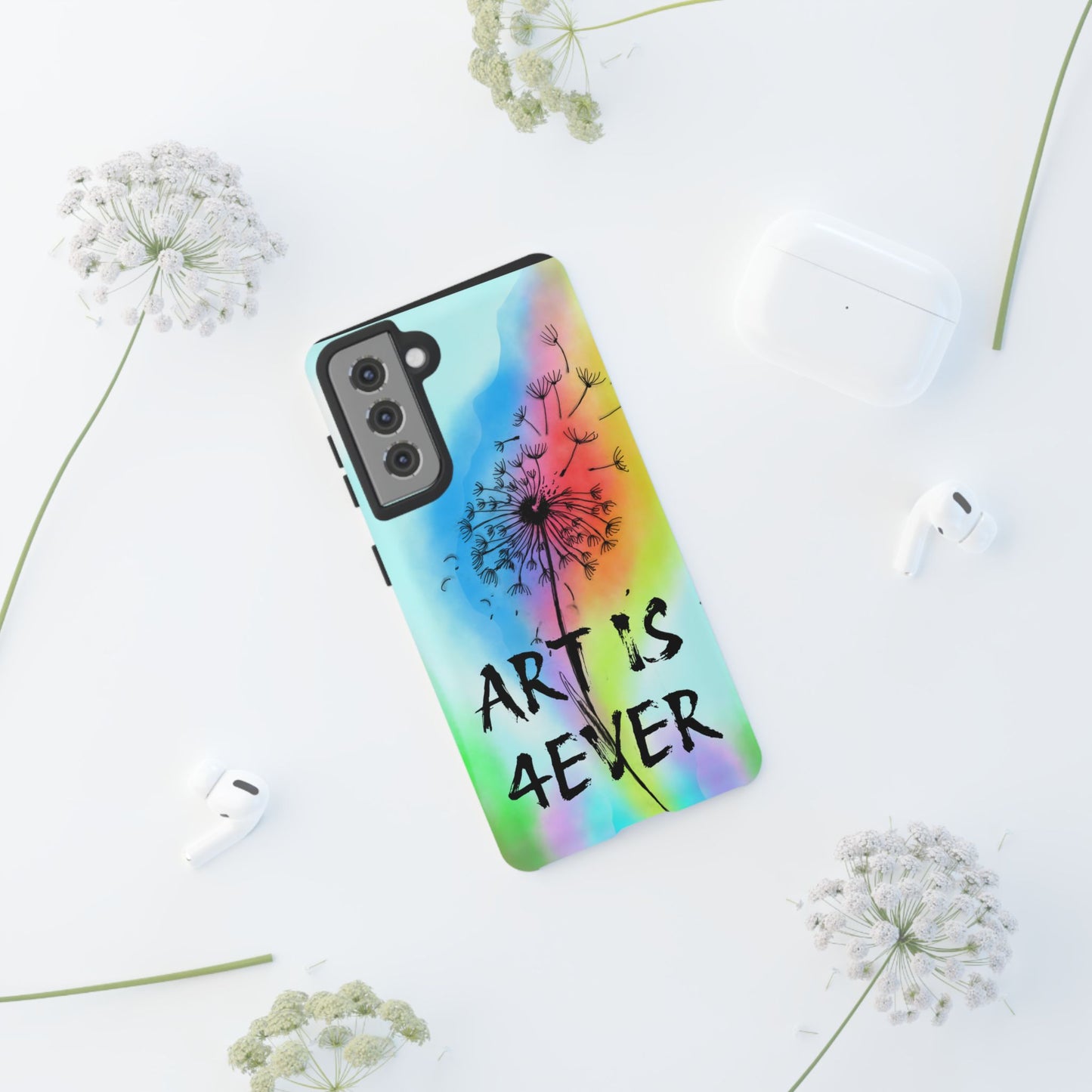 Artistic Phone Case, Vibrant Dandelion Design, Gift for Artists, Colorful Accessory for Creative Souls, Unique Tech Gift