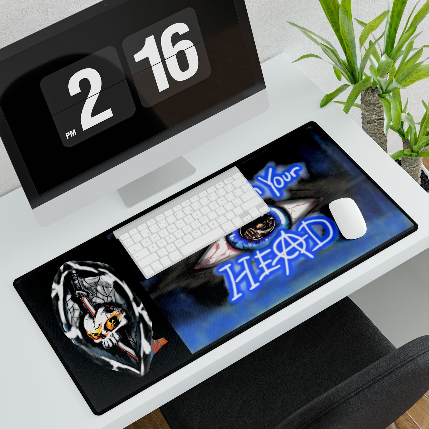 Artistic Desk Mat - 'It's All In Your HEAD' Motif, Office Decor, Gamer Desk Accessory, Unique Gift, Workspace Essentials