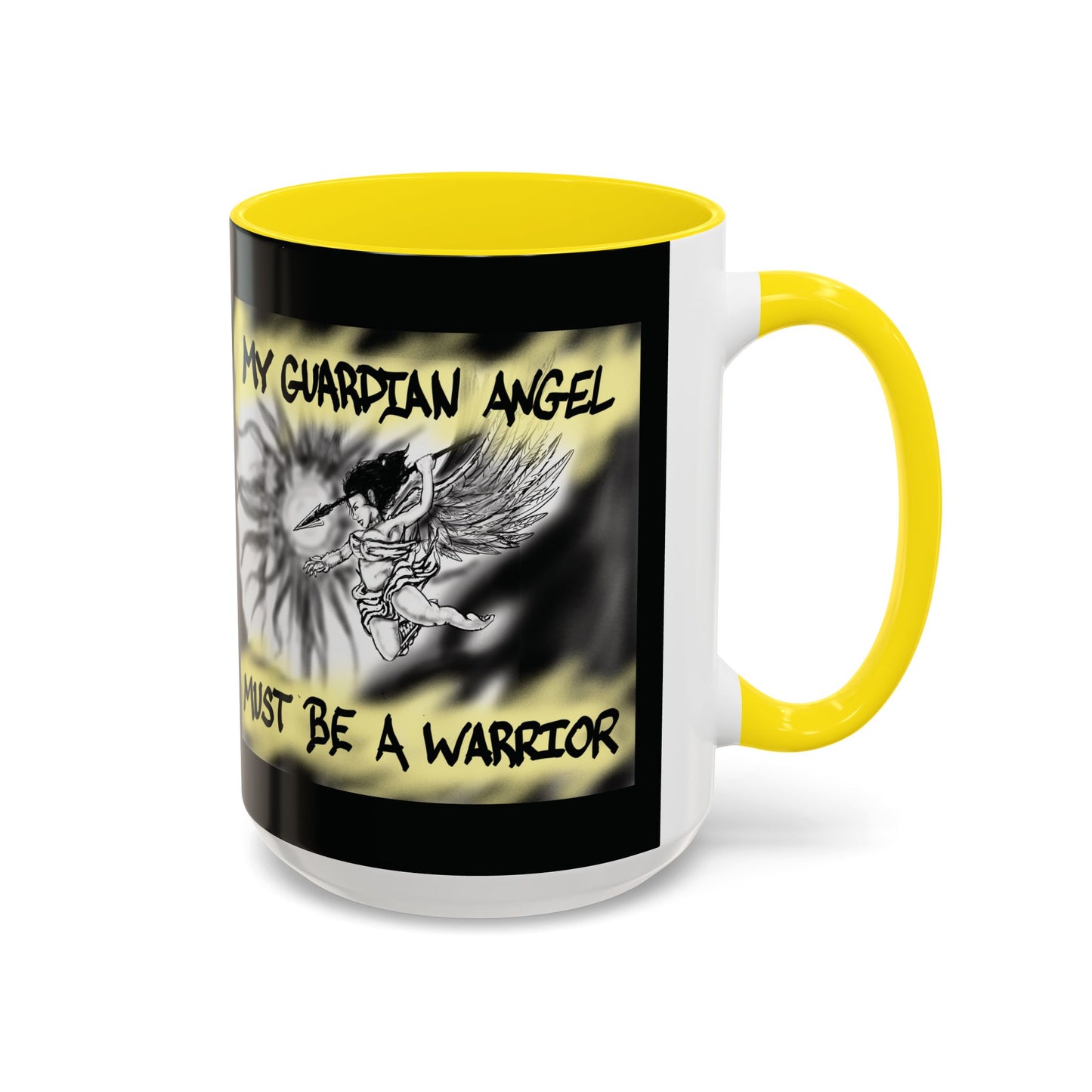 Guardian Angel Warrior Coffee Mug, Spiritual Gift, Protector Mug, Angel Decor, Cosy Homeware, Inspirational Quote