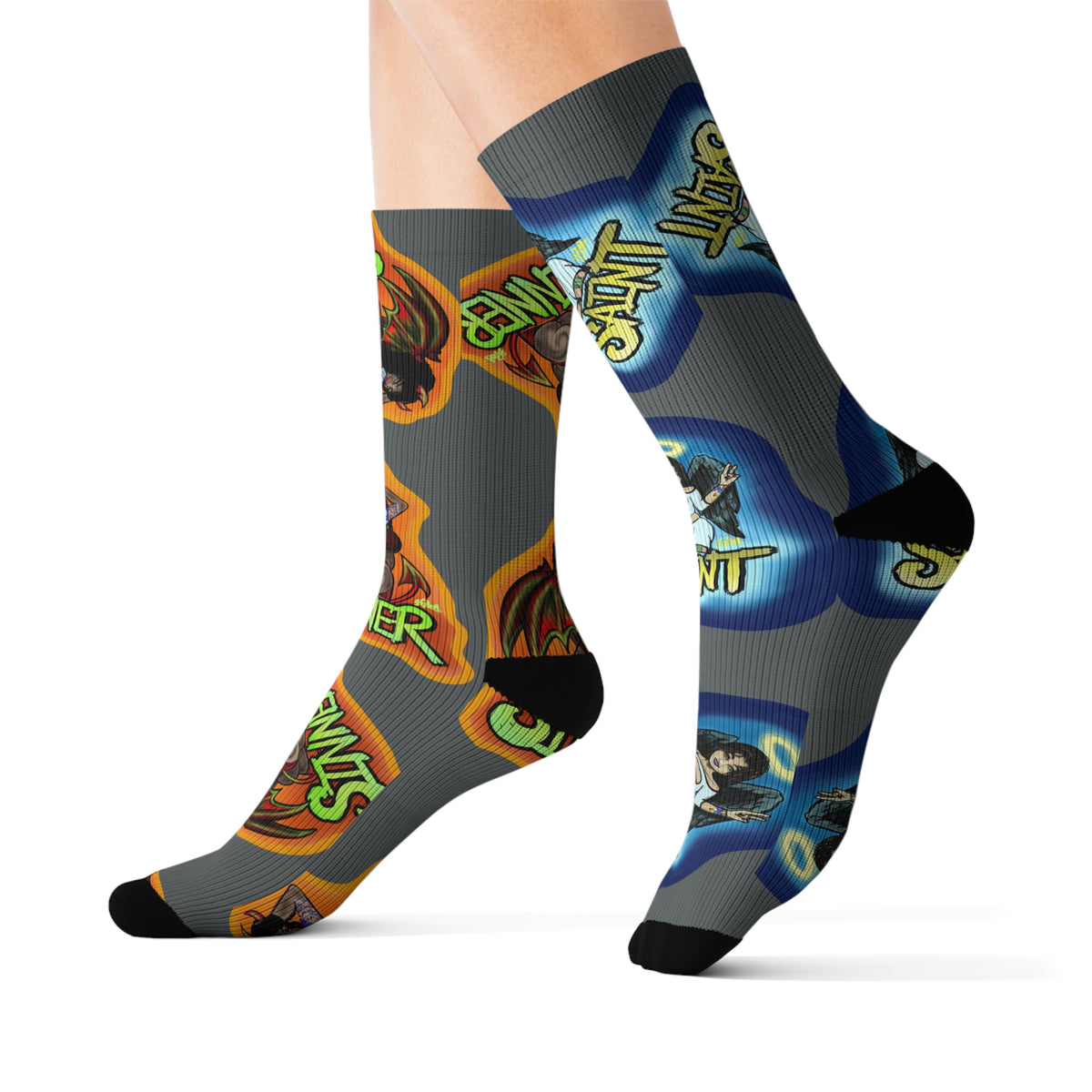 Sinner and Saint Socks for Chill Vibes featuring art and design by Reese Wilson
