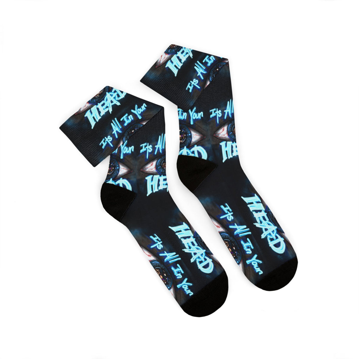 It's All In Your Head Graphic Sublimation Socks — Blue Neon Streetwear