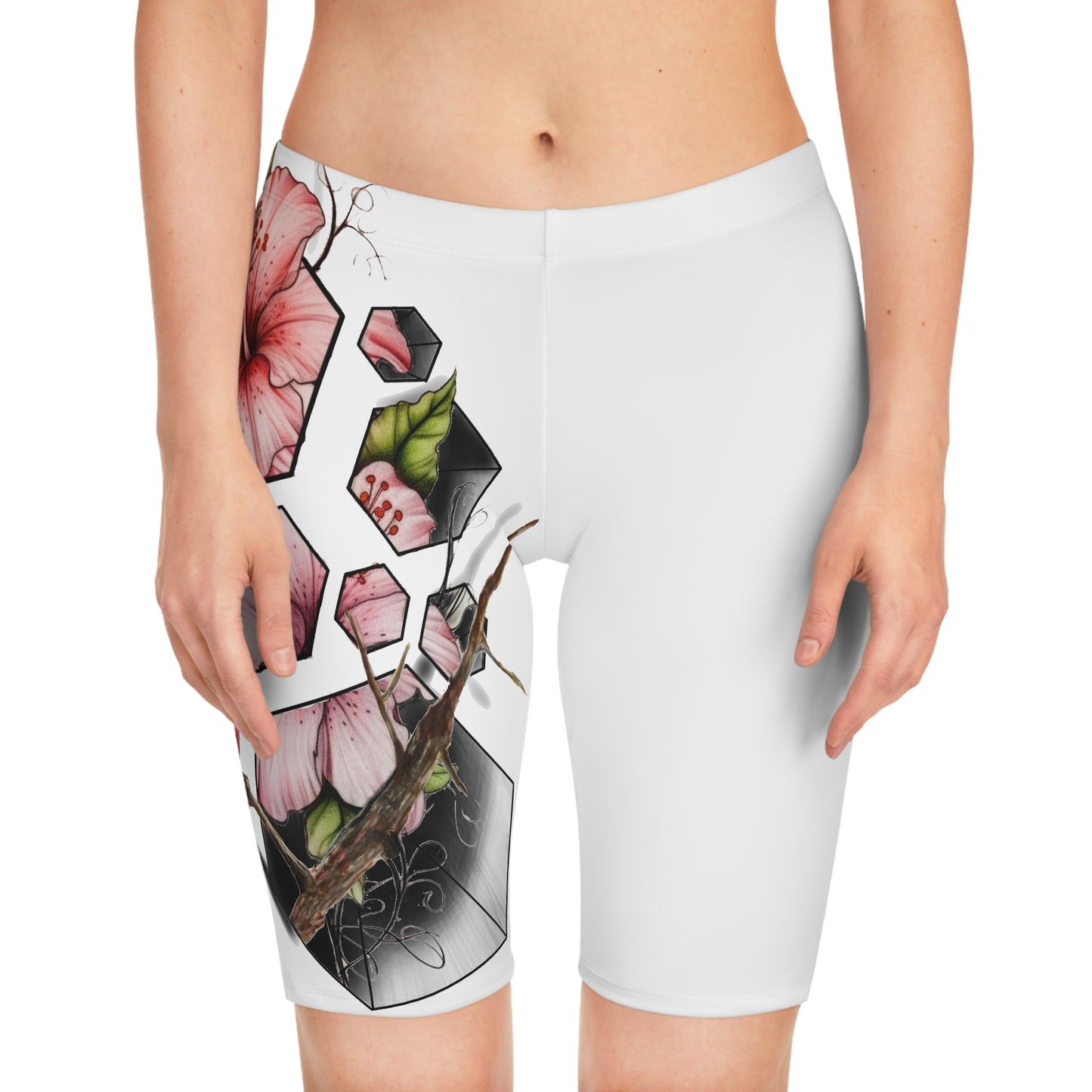 Floral Women's Workout Shorts- Stylish Activewear for Cycling & Fitness