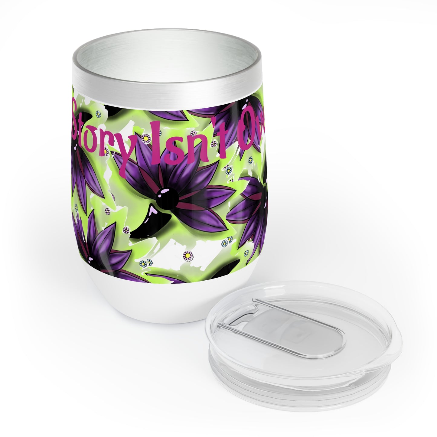 Colorful Floral Wine Tumbler for Stylish Sips Semicolon and Lotus Design