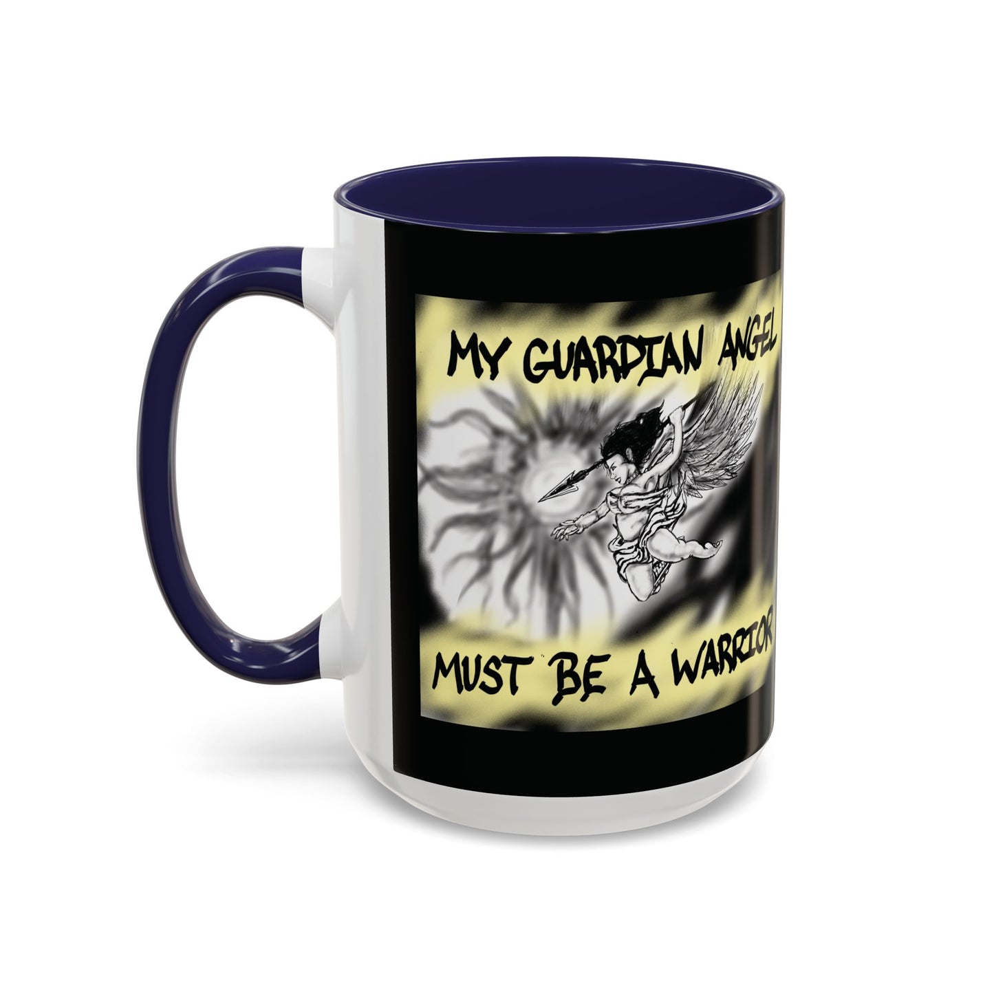 Guardian Angel Warrior Coffee Mug, Spiritual Gift, Protector Mug, Angel Decor, Cosy Homeware, Inspirational Quote