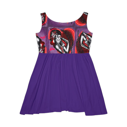 Edgy Women's Skater Dress - "Love Hurts" Graphic Design for Bold Fashion