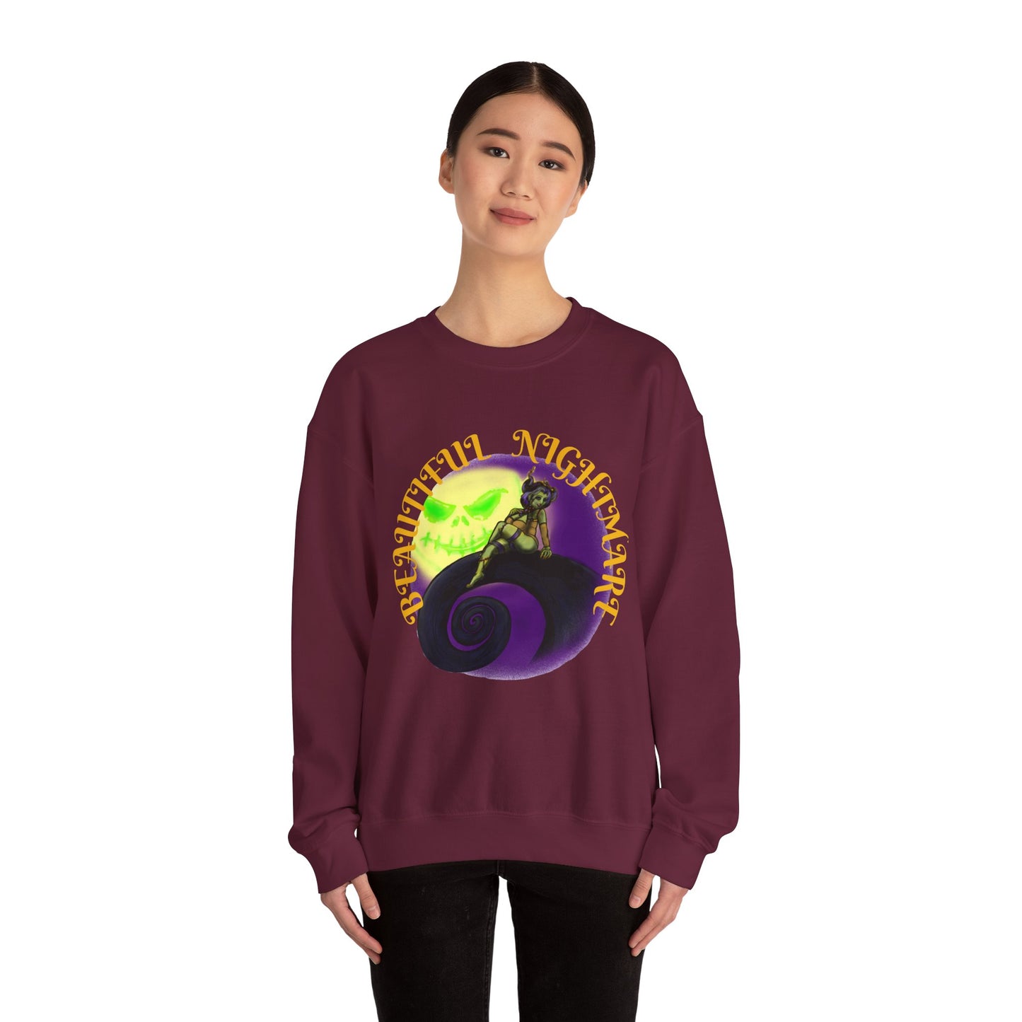 Spooky Vibes Unisex Crewneck Sweatshirt - Perfect for Halloween, Casual Wear, Gift for Fans, Cozy Fall Outfit, Nightmare Design