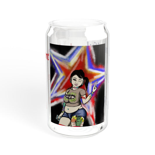 Vibrant Sipper Glass For Fourth of July, Art Glass, Fashion Glass, Trendy Glass, For Holiday