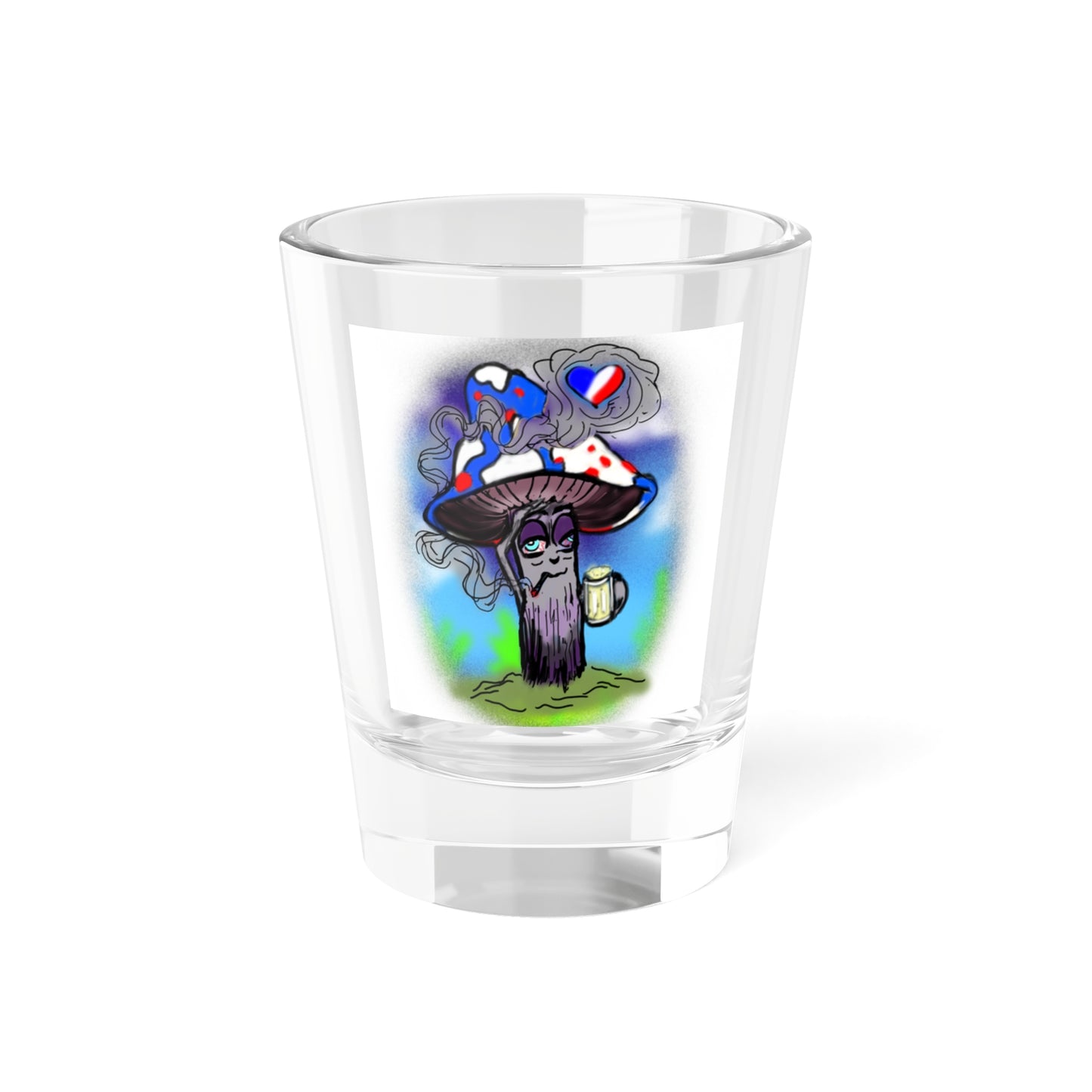 Patriotic Mushroom Shot Glass | Fun Party Favor, Unique Gift, Home Bar Accessory, Collectible Glass, Eco-Friendly Drinkware