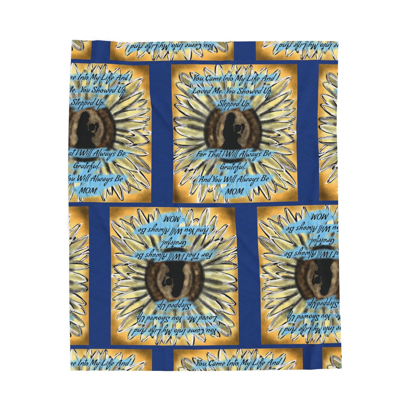 Sunflower Mom Velveteen Plush Blanket, Cozy Throw for Mother's Day, Gift for Mom, Snuggly Home Decor, Inspirational Home Blanket