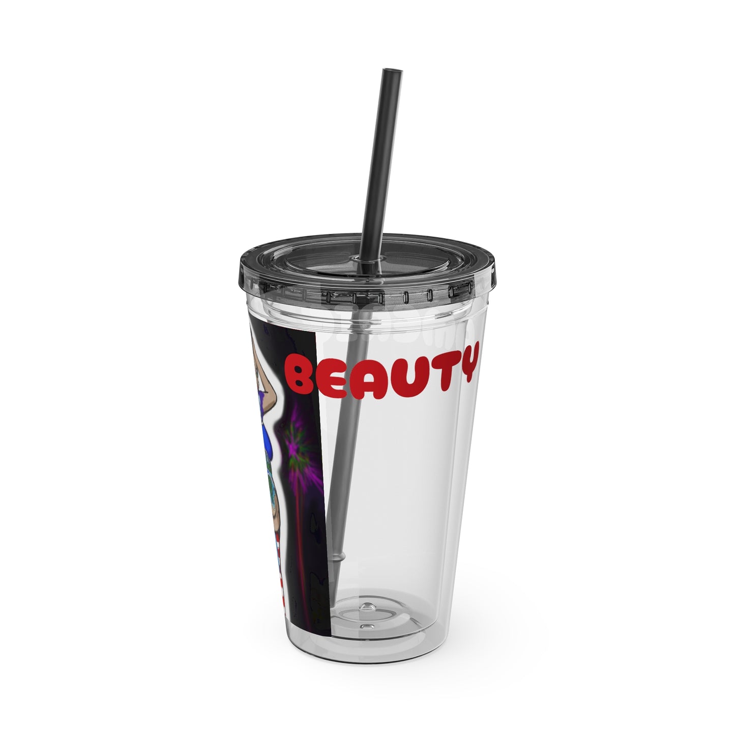American Beauty Sunsplash Tumbler Accessory for Seasonal Celebrations, 4th of July Drinkware, Summer Parties, Unique Gift Idea, Reusable Straw Mug