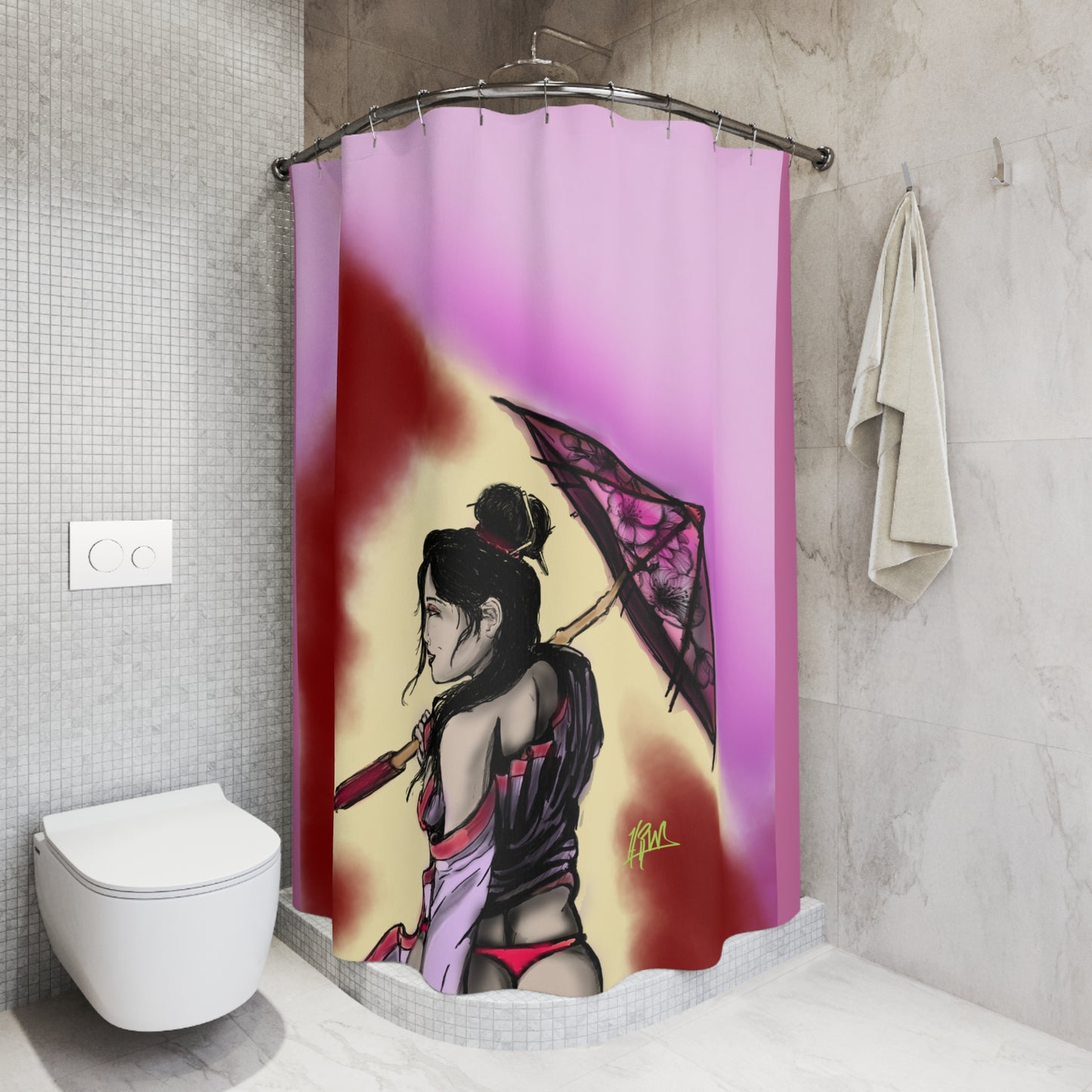 Shower Curtain with Artistic Design, Unique Bathroom Decor, Vibrant Home Accent, Gift for Her, Stylish Shower Accessory
