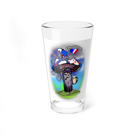 Patriotic Mushroom Mixing Glass, 16oz Beverage Tumbler, Unique Barware Gift, Retro Mushroom Design, Fun Drinkware for Parties, Housewarming Gift
