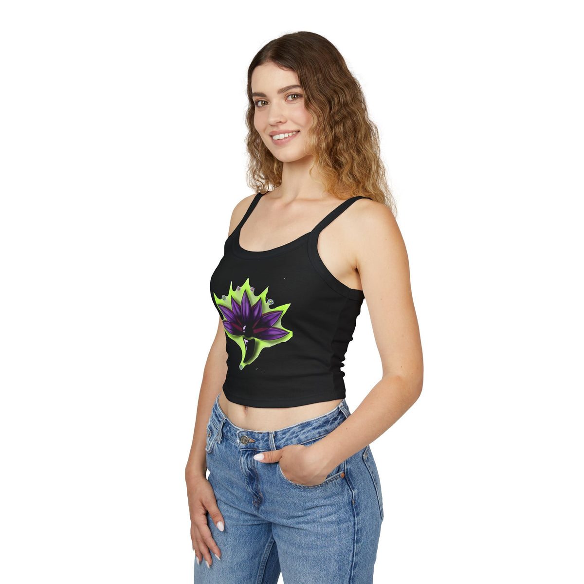 Lotus Flower Spaghetti Strap Tank Top - Boho Chic Women’s Summer Wear