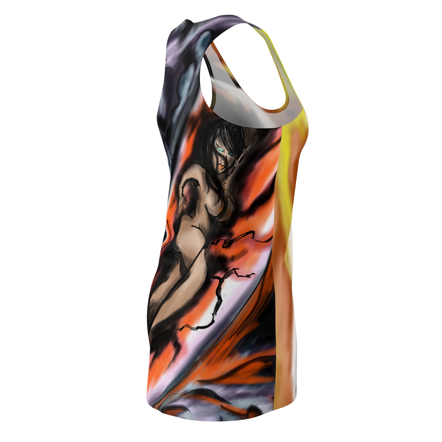 Vibrant Women’s Cut & Sew Racerback Dress - Bold Graphic Art