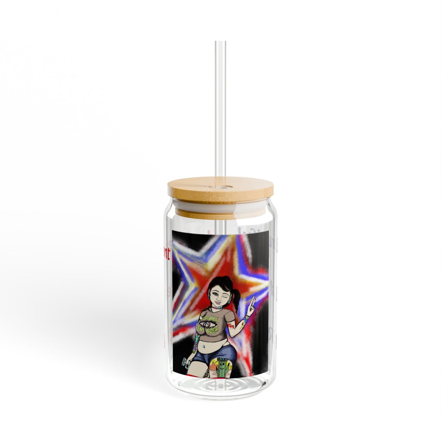 Vibrant Sipper Glass For Fourth of July, Art Glass, Fashion Glass, Trendy Glass, For Holiday