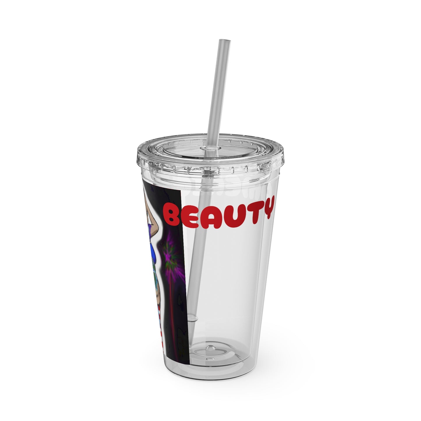 American Beauty Sunsplash Tumbler Accessory for Seasonal Celebrations, 4th of July Drinkware, Summer Parties, Unique Gift Idea, Reusable Straw Mug