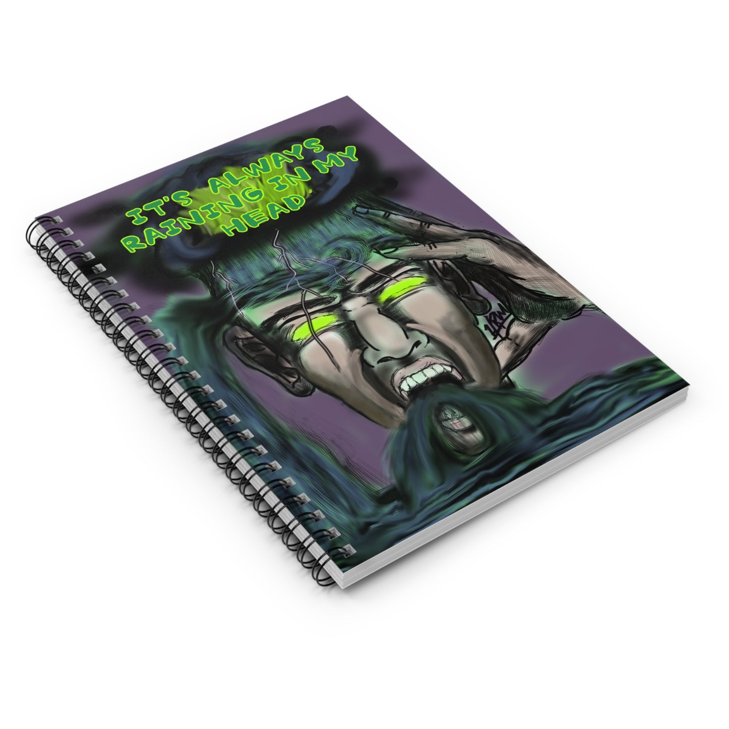 Gothic Spiral Notebook - 'It's Always Raining in My Head'