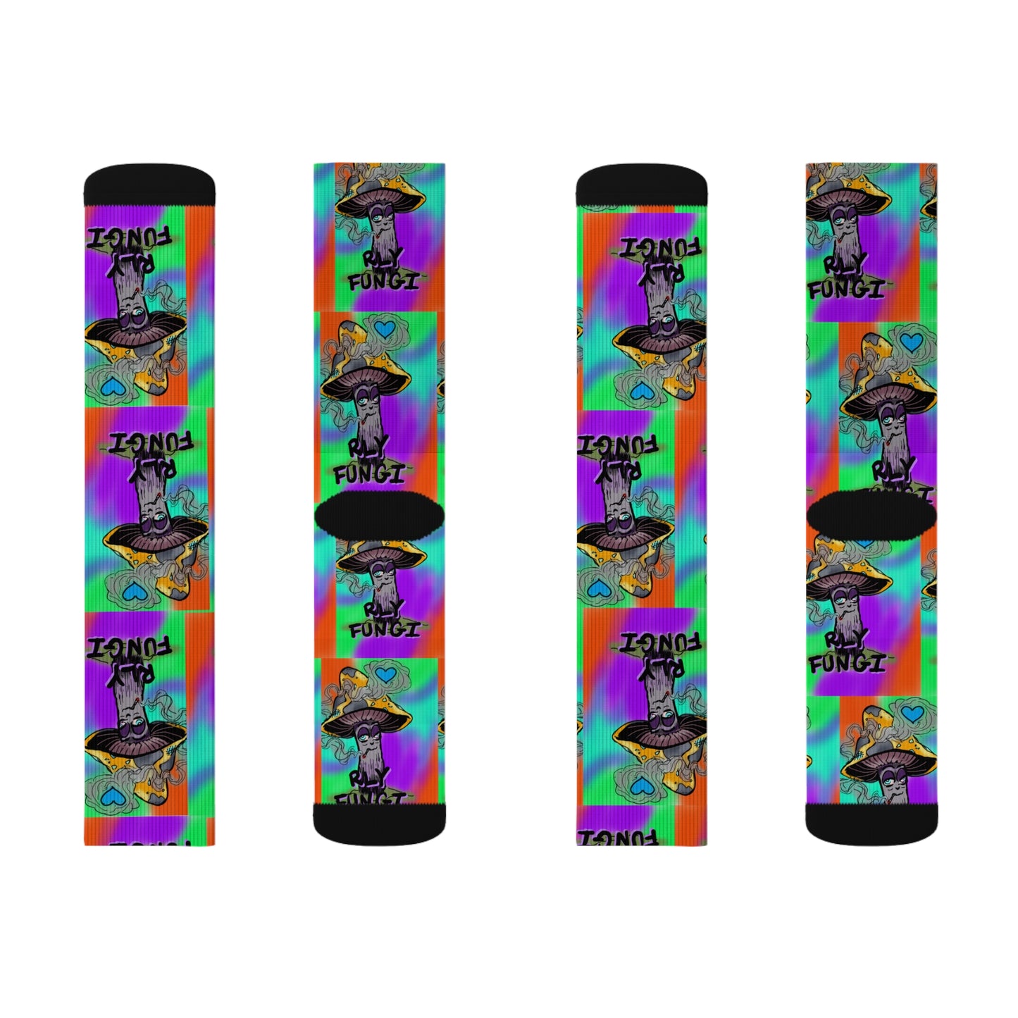 Colorful Sublimation Socks with Fun Mushroom Design, Quirky Gift for Sock Lovers, Cozy Footwear for Festivals, Unique Statement Socks, Fun