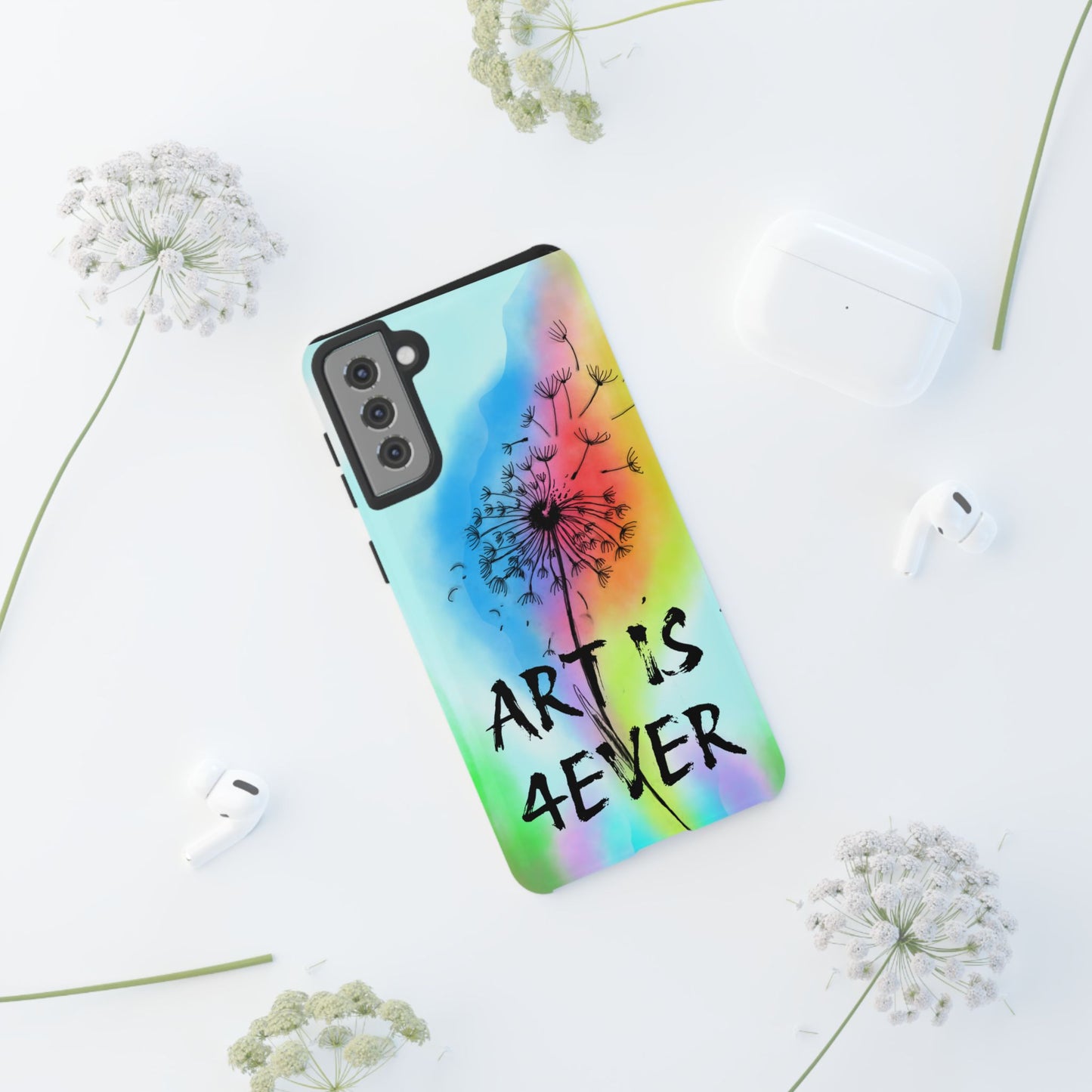 Artistic Phone Case, Vibrant Dandelion Design, Gift for Artists, Colorful Accessory for Creative Souls, Unique Tech Gift