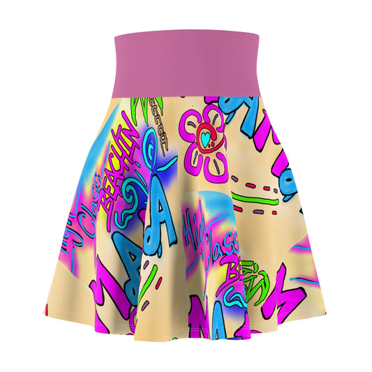 Vibrant Beach-Themed Women's Skater Skirt, Summer Fashion, Resort Wear, Vacation Outfit, Fun Floral Print, Ladies Skirt
