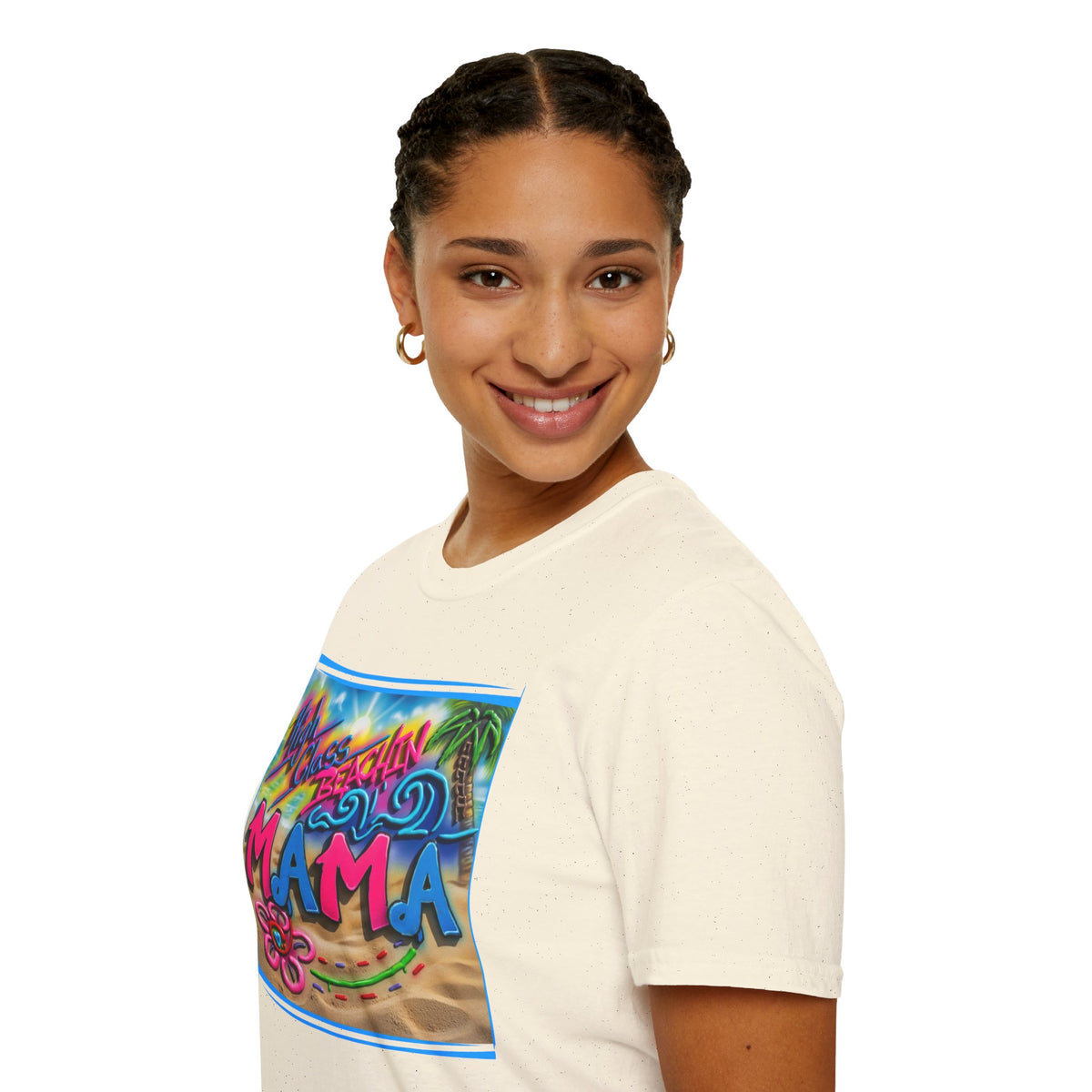 Mama Beach T-Shirt – Tropical "Hi! Aloha MAMA" Vacation Graphic Tee