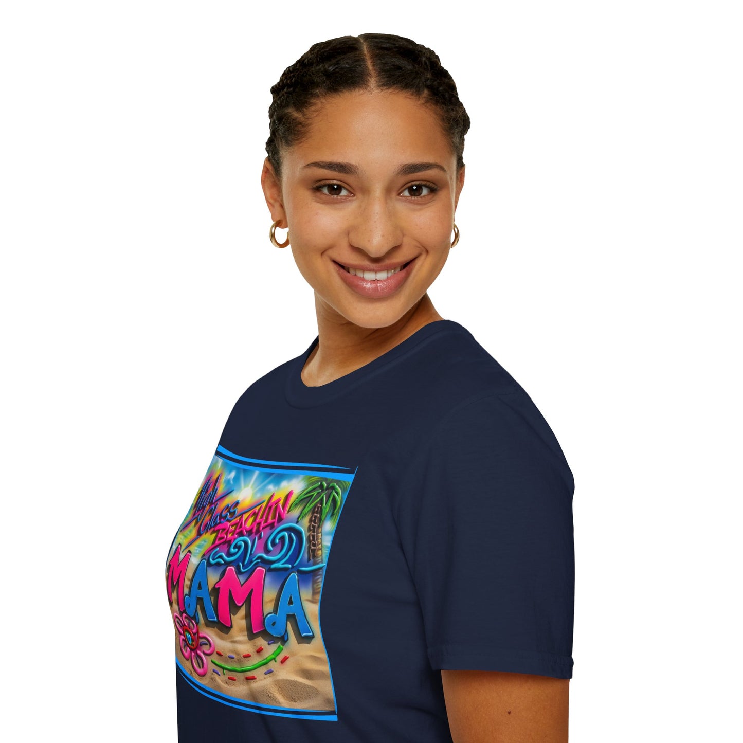Mama Beach T-Shirt – Tropical "Hi! Aloha MAMA" Vacation Graphic Tee