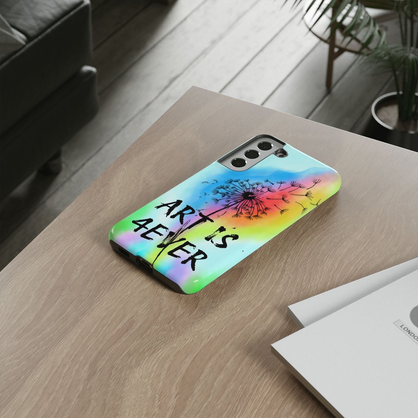 Artistic Phone Case, Vibrant Dandelion Design, Gift for Artists, Colorful Accessory for Creative Souls, Unique Tech Gift