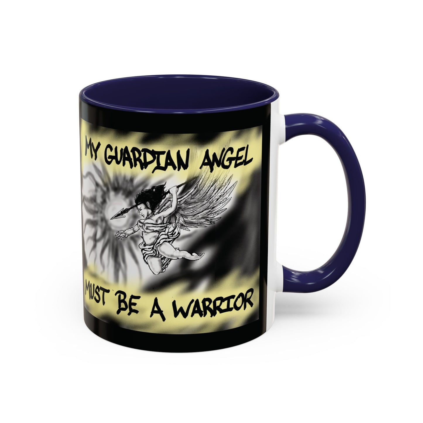 Guardian Angel Warrior Coffee Mug, Spiritual Gift, Protector Mug, Angel Decor, Cosy Homeware, Inspirational Quote