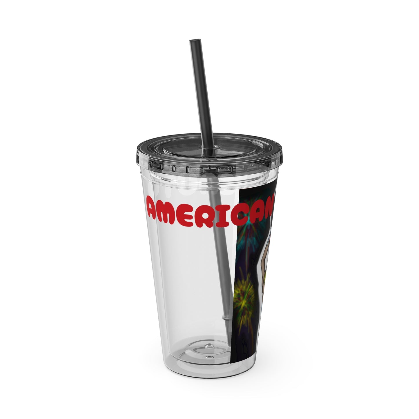 American Beauty Sunsplash Tumbler Accessory for Seasonal Celebrations, 4th of July Drinkware, Summer Parties, Unique Gift Idea, Reusable Straw Mug