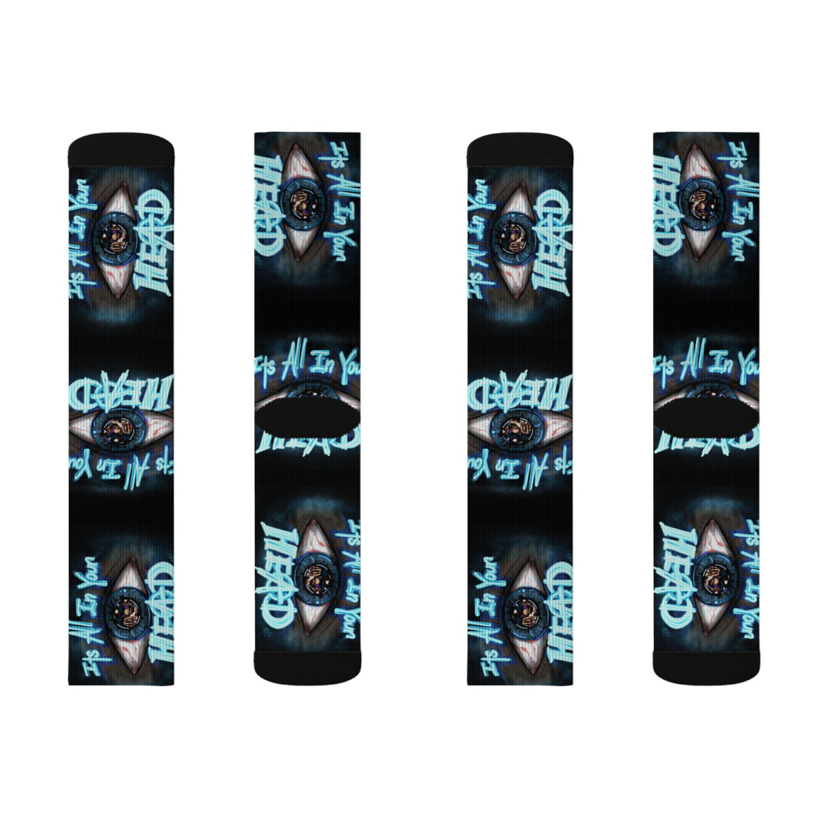 It's All In Your Head Graphic Sublimation Socks — Blue Neon Streetwear