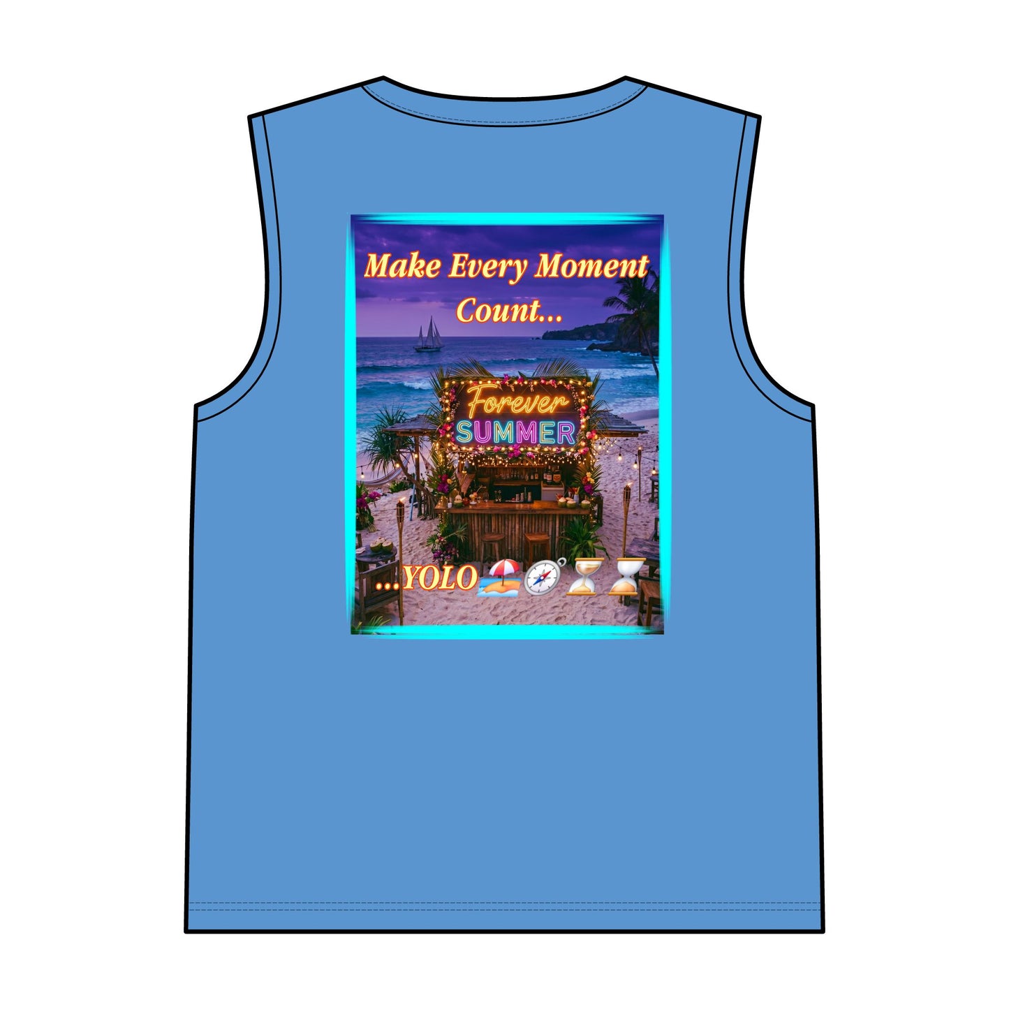 Lucky Duck Tropical Tank Top — "Make Every Moment Count... Forever Summer" Beach Graphic