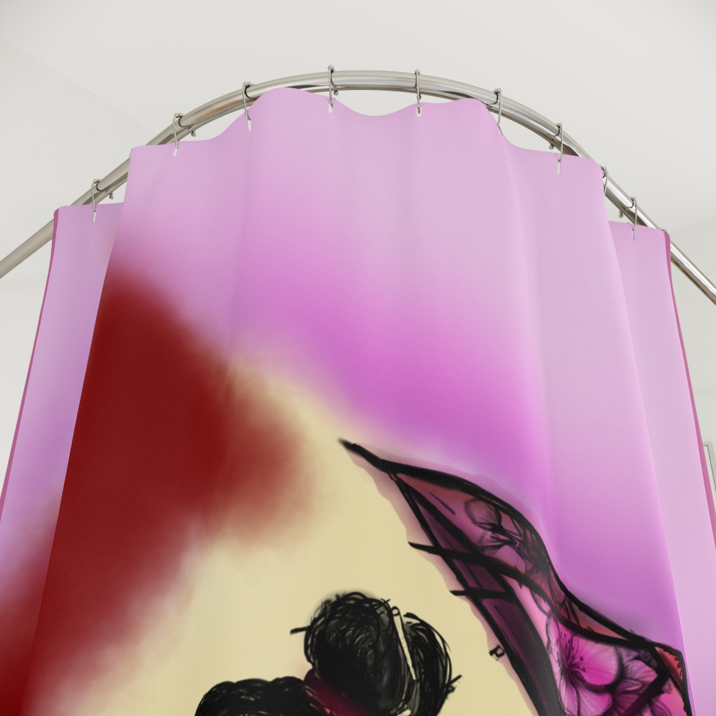Shower Curtain with Artistic Design, Unique Bathroom Decor, Vibrant Home Accent, Gift for Her, Stylish Shower Accessory