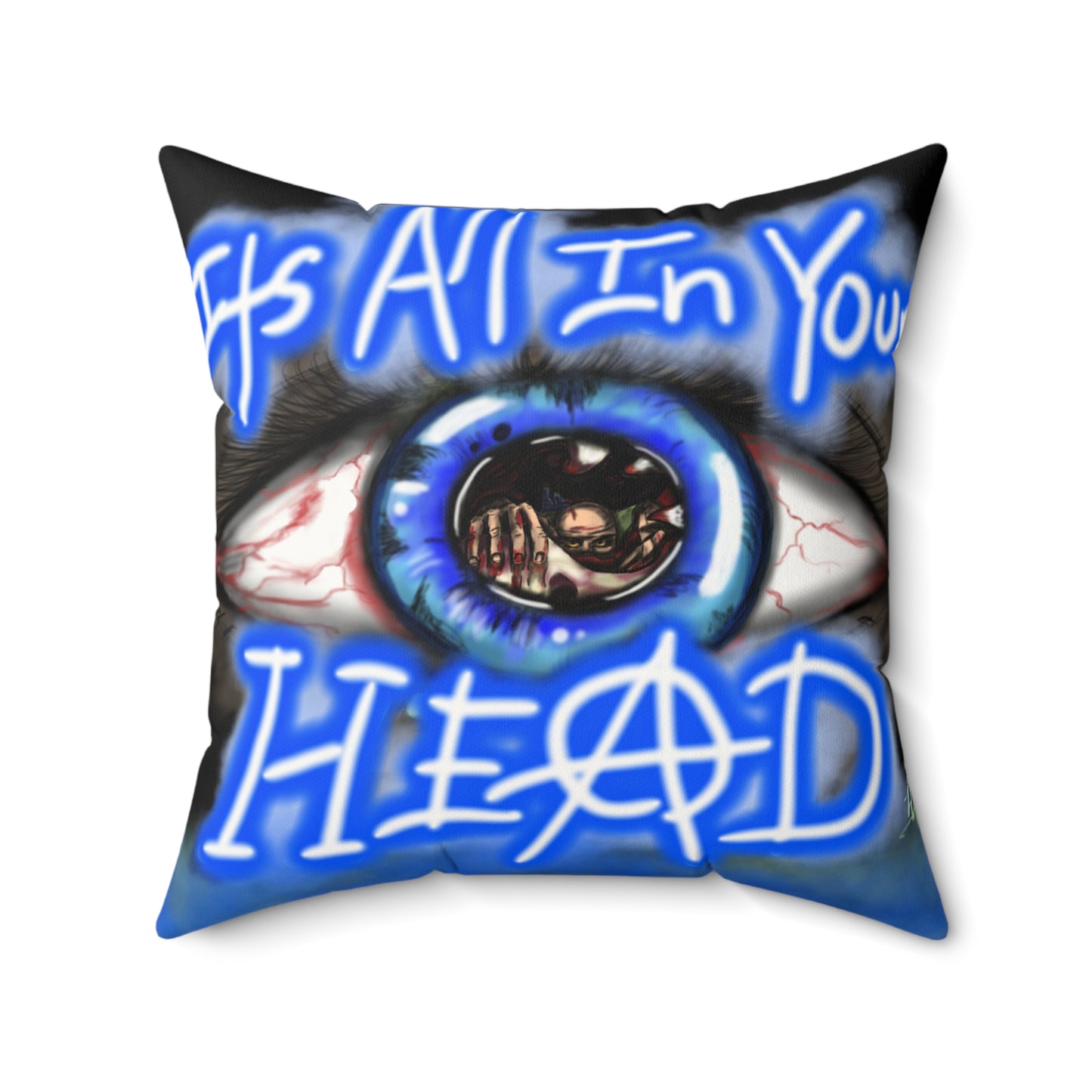 Edgy Faux Suede Square Pillow, Unique Home Decor, Gift for Rebels, Alternative Style, Living Room Accent