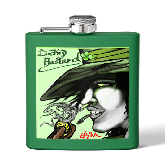 Lucky Bastard Flask - 6oz Stainless Steel Hip Flask with Artwork